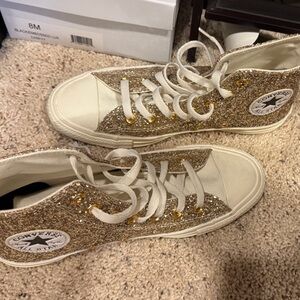 Converse Women's Gold Glitter High-Top Sneakers